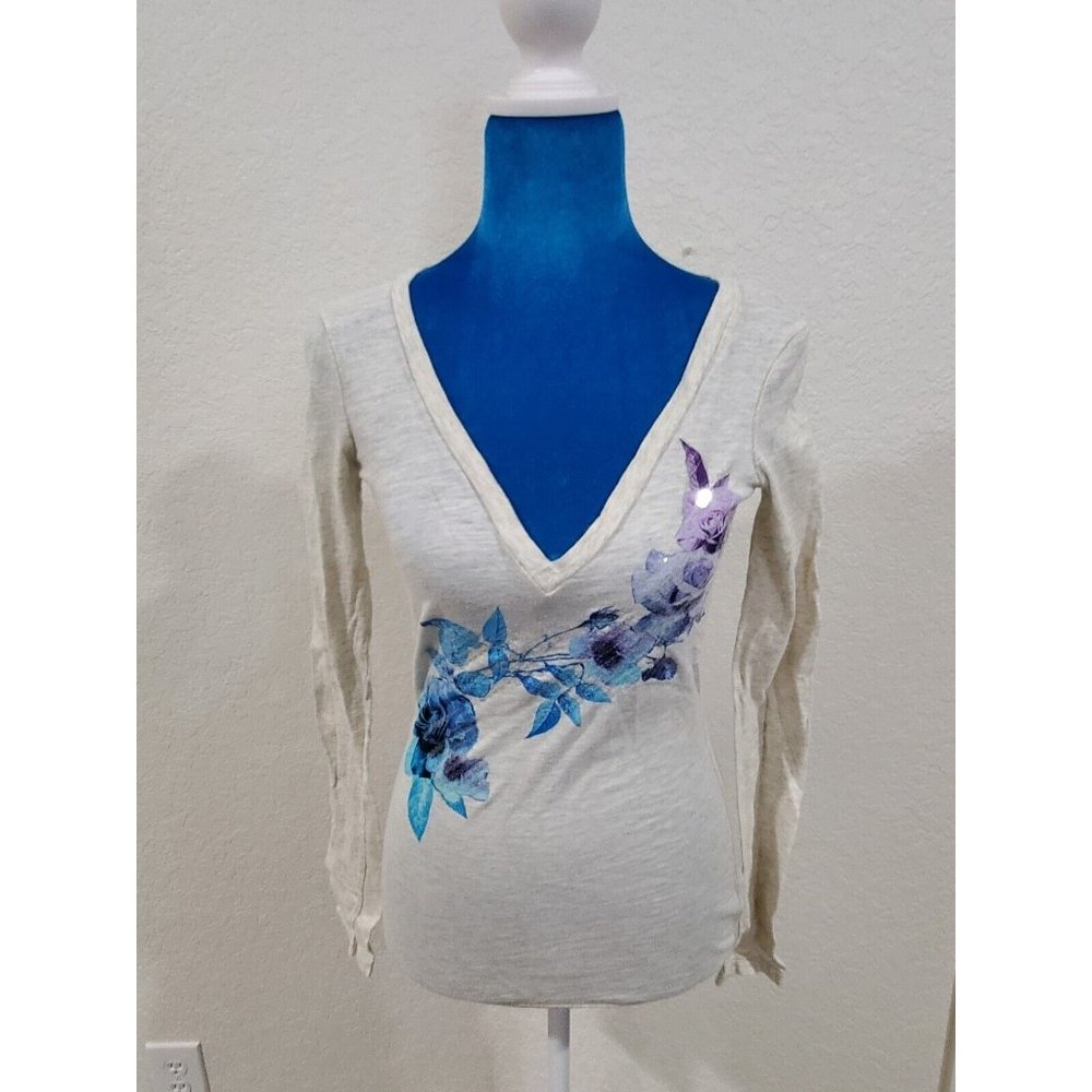 American Eagle Rose And Sequin Longsleeve Shirt Top Size XS/TP